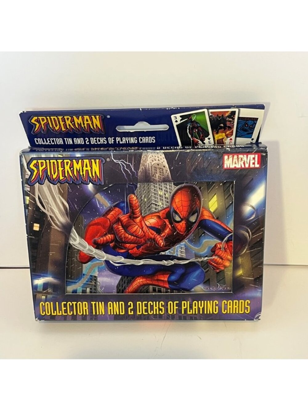 Vintage 2003 Spider-Man Bicycle Collector Tin & 2 Decks of Playing Cards NEW